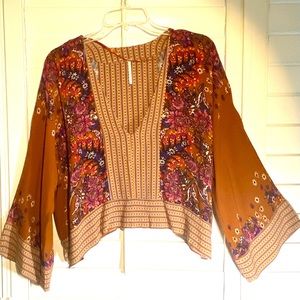 Free People Women’s Mix N Match Printed Kimono Sleeve Blouse - XS